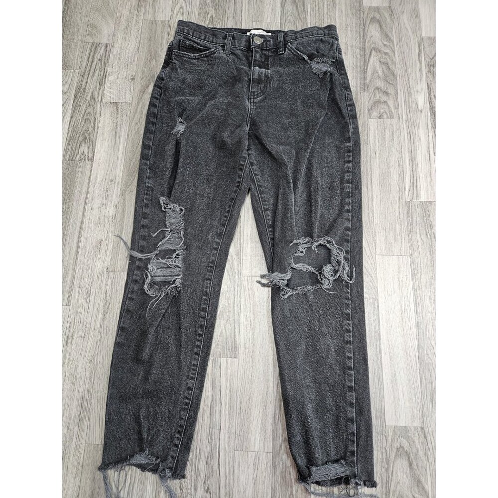 SO Jeans Womens 9 Black High Rise Mom Jean Distressed‎ Ripped Denim Casual